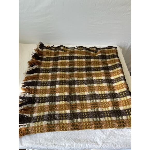 Vintage 100% Pure Virgin Wool PENDLETON Black Watch Plaid Stadium Blanket 50 x45 - Picture 3 of 6